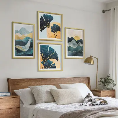 Montagne astratte estetiche quadro polittico con cornice