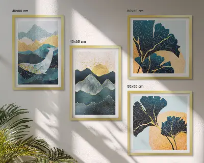Montagne astratte estetiche quadro polittico con cornice
