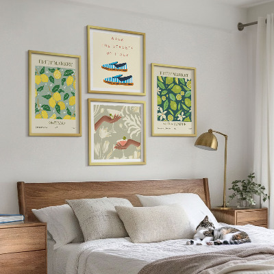 Composizione di 4 quadri Disegni di frutta, poster italiani