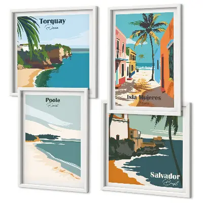 Galleria a parete con spiagge tropicali e palme