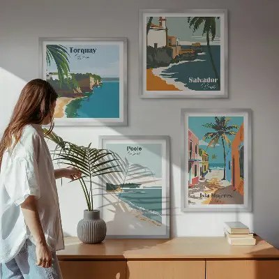 Galleria a parete con spiagge tropicali e palme