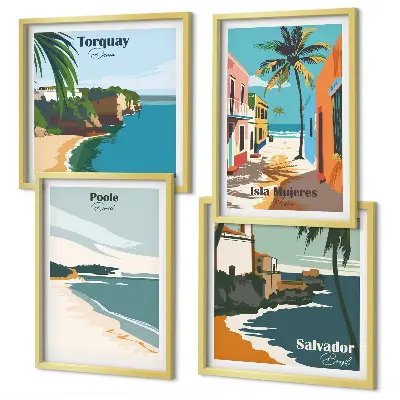 Galleria a parete con spiagge tropicali e palme