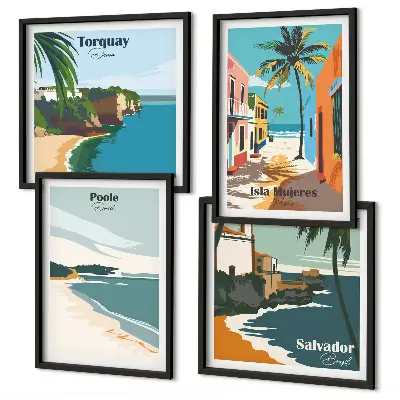 Galleria a parete con spiagge tropicali e palme