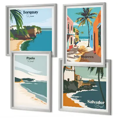 Galleria a parete con spiagge tropicali e palme