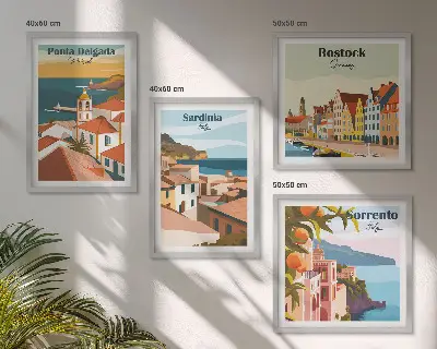 Vedute dei porti europei composizione di 4 quadri