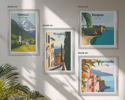 Polittico con cornice Paesaggi montani e città