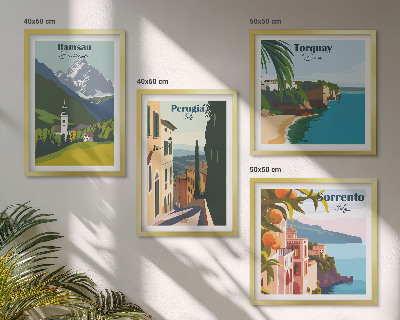 Polittico con cornice Paesaggi montani e città