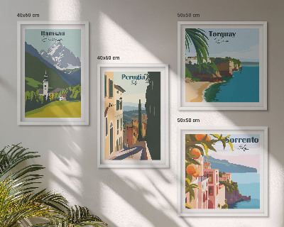 Polittico con cornice Paesaggi montani e città