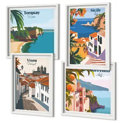 Galleria a parete illustrazioni del mondo in stile retrò