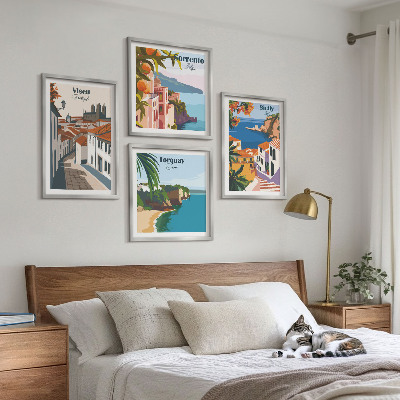 Galleria a parete Illustrazioni in stile retrò di città del mondo