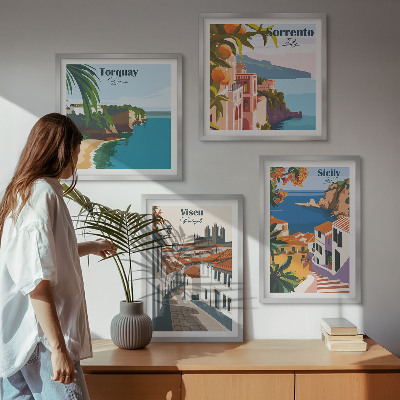 Galleria a parete Illustrazioni in stile retrò di città del mondo