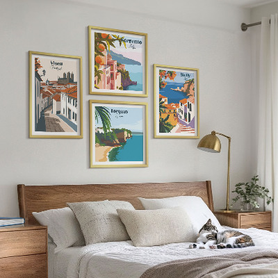 Galleria a parete Illustrazioni in stile retrò di città del mondo