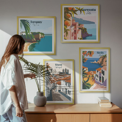 Galleria a parete Illustrazioni in stile retrò di città del mondo