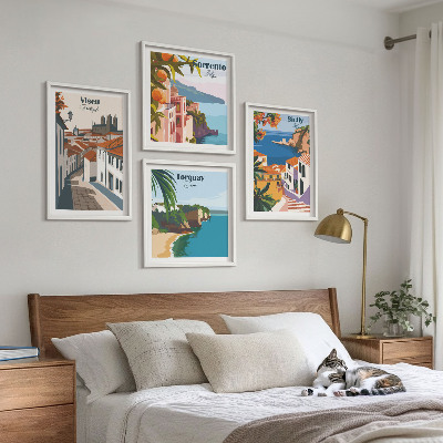 Galleria a parete Illustrazioni in stile retrò di città del mondo