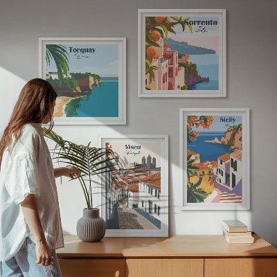 Galleria a parete Illustrazioni in stile retrò di città del mondo