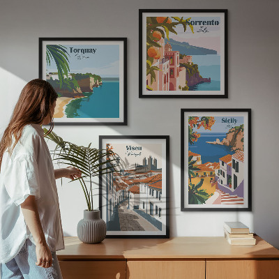 Galleria a parete Illustrazioni in stile retrò di città del mondo