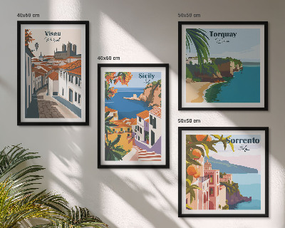 Galleria a parete Illustrazioni in stile retrò di città del mondo