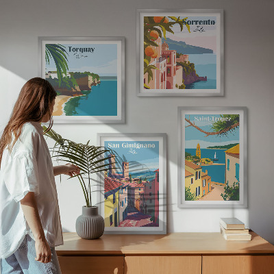 Composizione di 4 quadri città balneari italiane