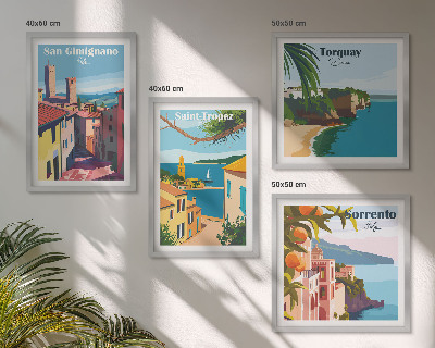 Composizione di 4 quadri città balneari italiane