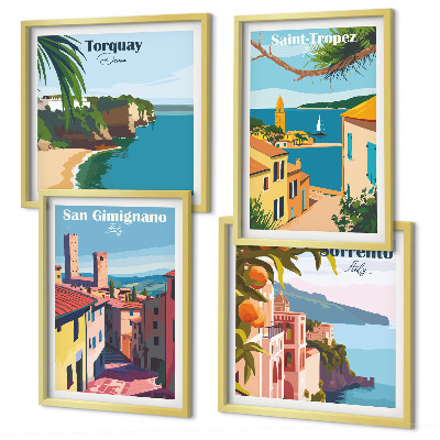 Composizione di 4 quadri città balneari italiane