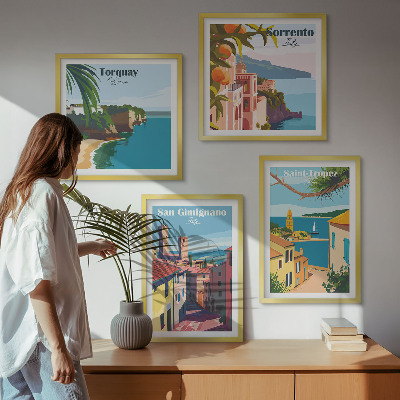 Composizione di 4 quadri città balneari italiane