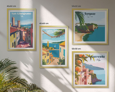 Composizione di 4 quadri città balneari italiane