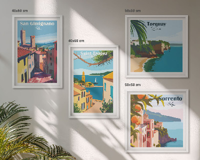 Composizione di 4 quadri città balneari italiane