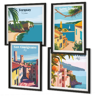 Composizione di 4 quadri città balneari italiane