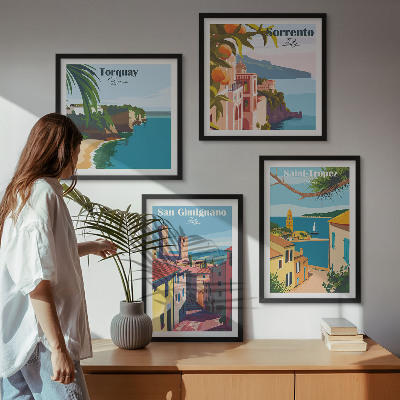 Composizione di 4 quadri città balneari italiane