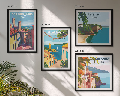 Composizione di 4 quadri città balneari italiane