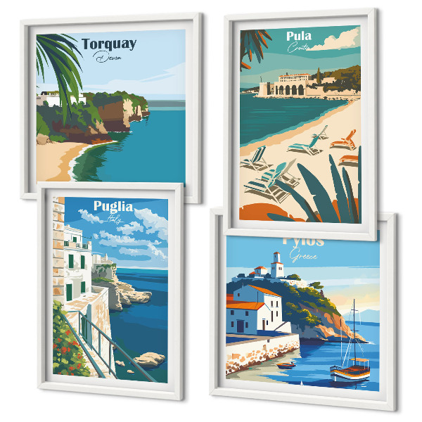 Polittico con cornice Paesaggi turistici sul mare