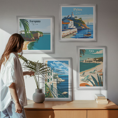 Polittico con cornice Paesaggi turistici sul mare
