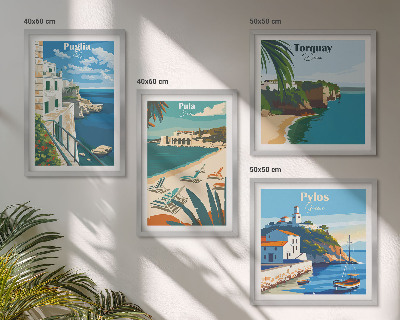 Polittico con cornice Paesaggi turistici sul mare