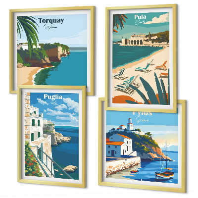 Polittico con cornice Paesaggi turistici sul mare