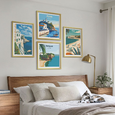 Polittico con cornice Paesaggi turistici sul mare