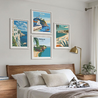 Polittico con cornice Paesaggi turistici sul mare