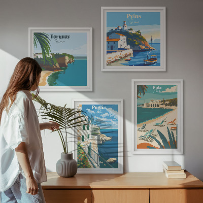 Polittico con cornice Paesaggi turistici sul mare