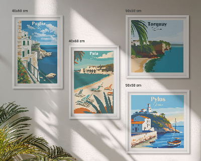 Polittico con cornice Paesaggi turistici sul mare