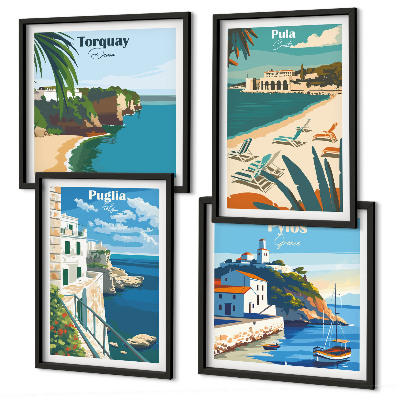 Polittico con cornice Paesaggi turistici sul mare