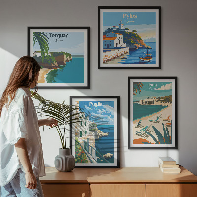 Polittico con cornice Paesaggi turistici sul mare