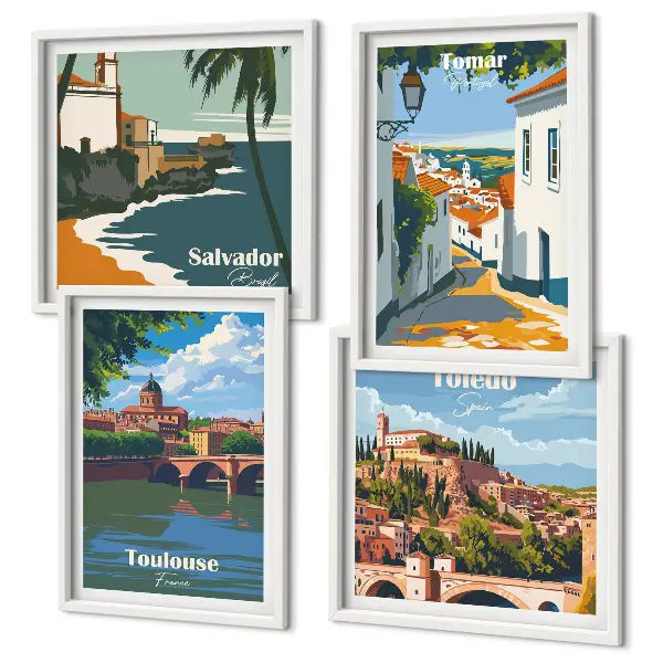 Grafica urbana in stile retrò con cornice polittico