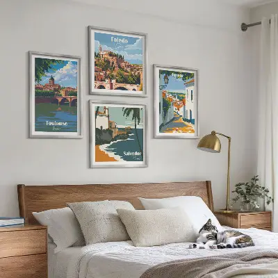 Grafica urbana in stile retrò con cornice polittico