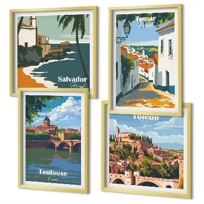 Grafica urbana in stile retrò con cornice polittico