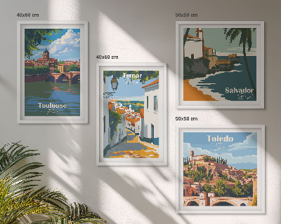 Polittico con cornice Grafica urbana in stile retrò
