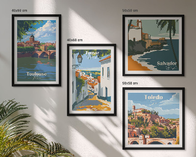 Polittico con cornice Grafica urbana in stile retrò