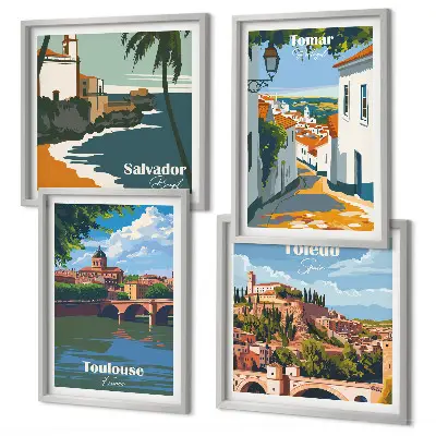 Grafica urbana in stile retrò con cornice polittico