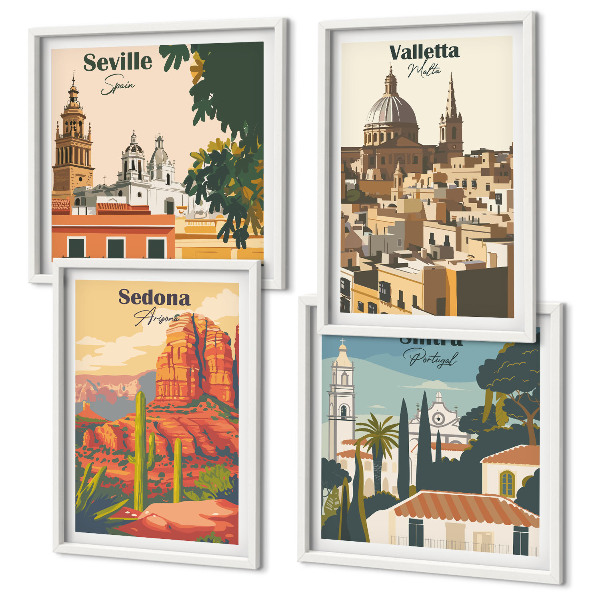 Polittico con cornice Paesaggi urbani retrò Sedona Sintra