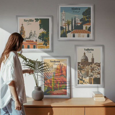 Polittico con cornice Paesaggi urbani retrò Sedona Sintra