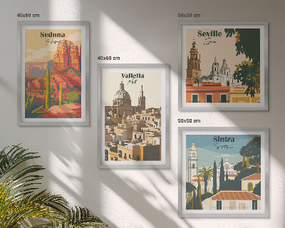 Polittico con cornice Paesaggi urbani retrò Sedona Sintra