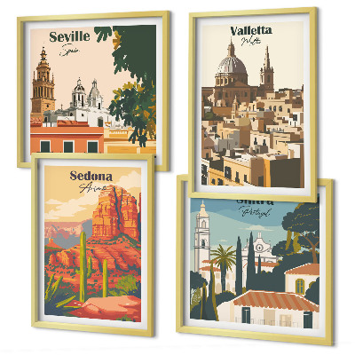 Polittico con cornice Paesaggi urbani retrò Sedona Sintra
